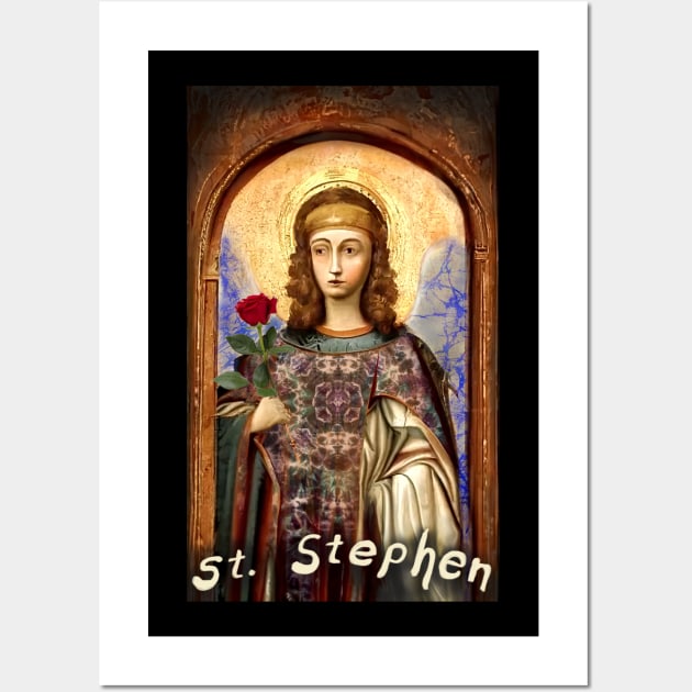 St Stephen with a Rose batik wings and tie dye garb Wall Art by Aurora X